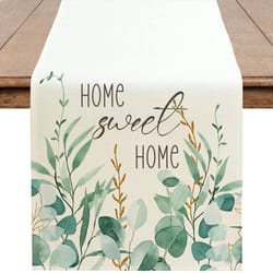 eucalyptus leaf table runner for dining table – spring green botanical farmhouse table decor