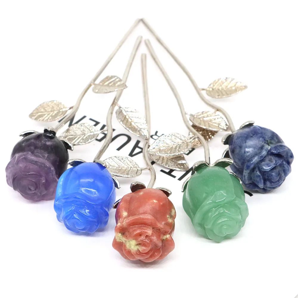 Natural Rose Crystal Healing Stone For Energy Meditation Hand Carved Gem Flower Decor Gift 2
