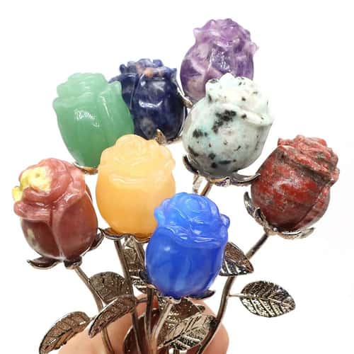 Natural Rose Crystal Healing Stone for Energy & Meditation – Hand Carved Gem Flower Decor Gift