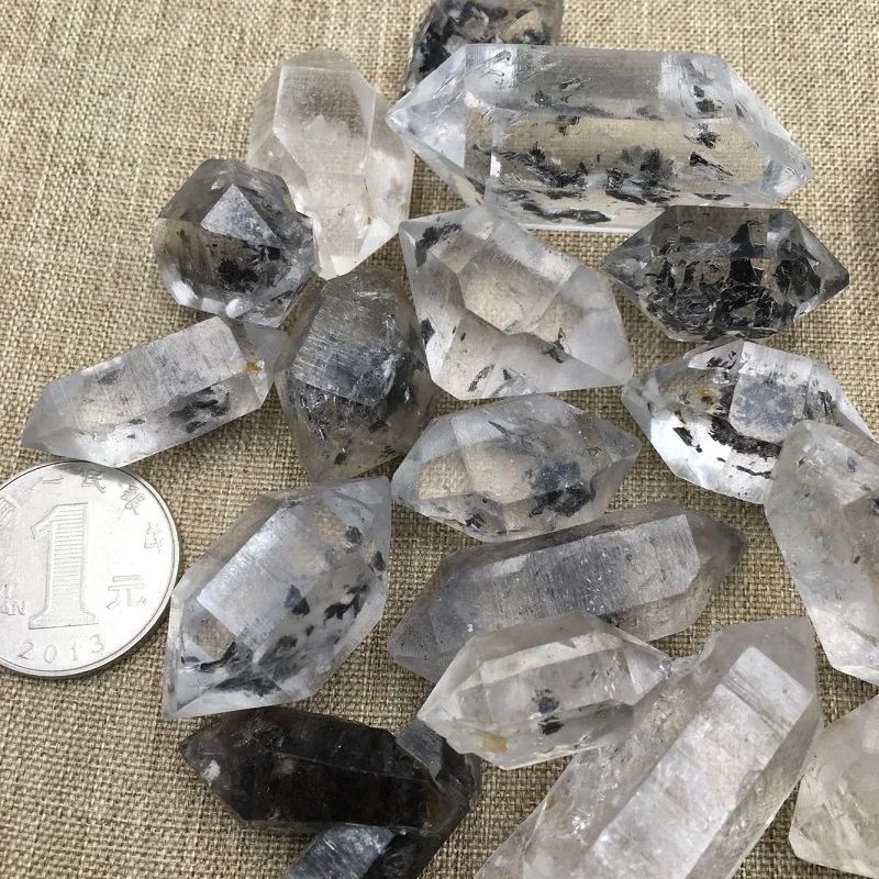Natural Herkimer Diamond Crystal Specimen Raw Black Energy Stone For Reiki Healing Home Decor 0