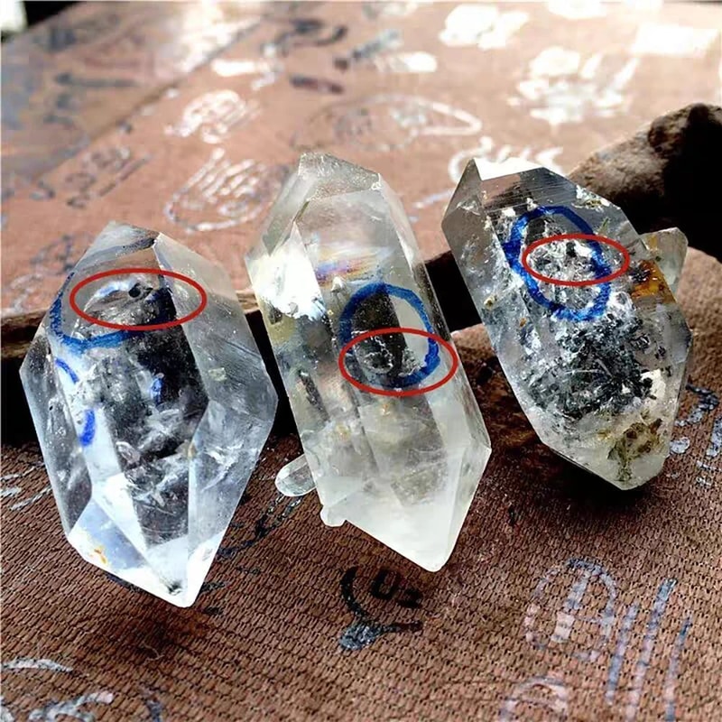 Natural Herkimer Diamond Crystal Specimen Raw Black Energy Stone For Reiki Healing Home Decor 1