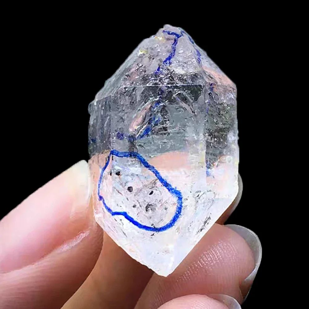 Natural Herkimer Diamond Crystal Specimen Raw Black Energy Stone For Reiki Healing Home Decor 6