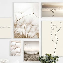 nordic beach canvas wall art for living room – white shell dandelion floral home decor