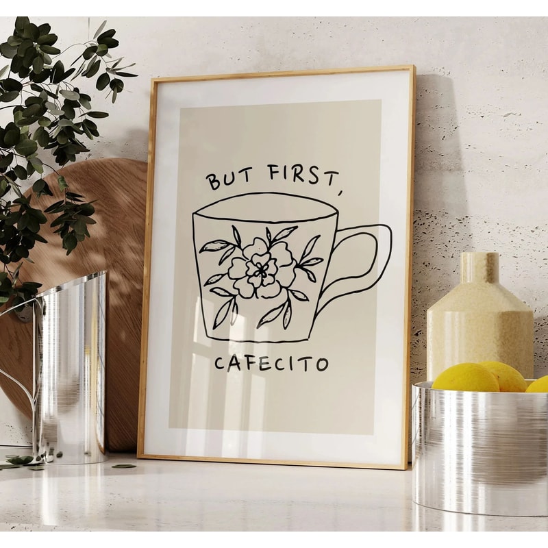 But First Cafecito Canvas Wall Art Spanish Quote Minimalist Coffee Poster For Modern Home Decor 22