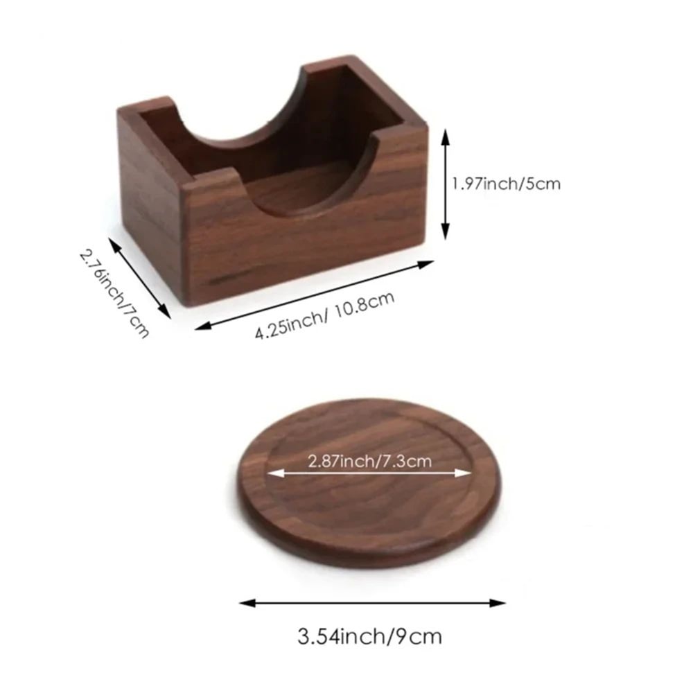 Walnut Wood Coaster Set 6pcs Round Heat Resistant Drink Coasters For Home Decor 4