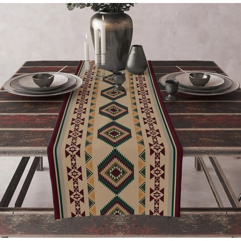 Aztec Tribal Linen Table Runner For Dining Table Boho Geometric Farmhouse Kitchen Decor 10