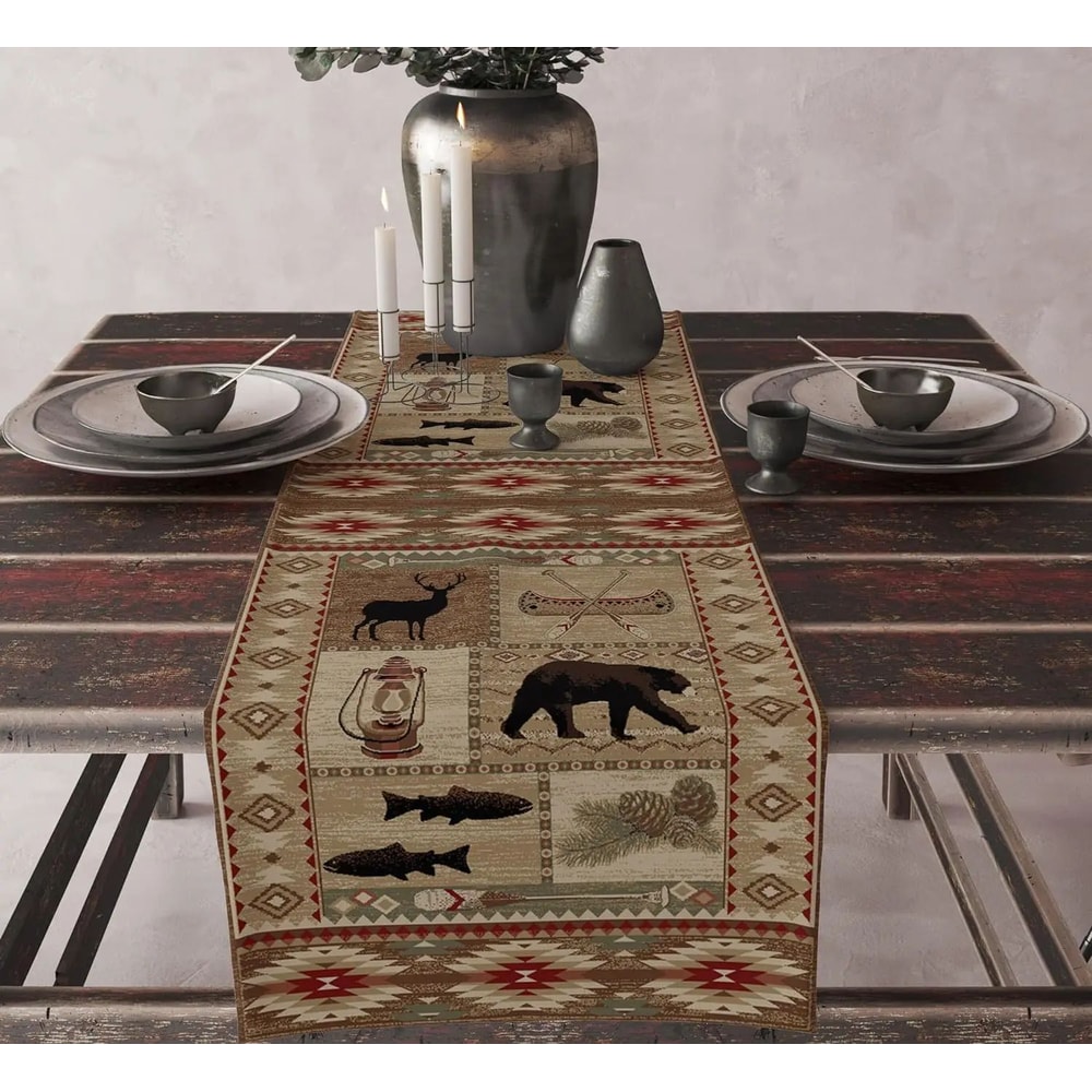 Aztec Tribal Linen Table Runner For Dining Table Boho Geometric Farmhouse Kitchen Decor 15