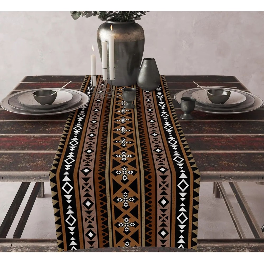 Aztec Tribal Linen Table Runner For Dining Table Boho Geometric Farmhouse Kitchen Decor 16