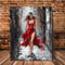 Elegant Woman Canvas Wall Art With Wooden Frame Red Dress Modern Office Home Decor 0