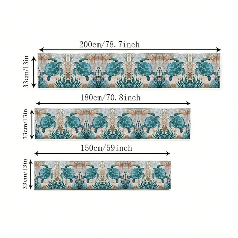 Nautical Sea Turtle Linen Table Runner For Dining Table Starfish Coastal Farmhouse Decor 5