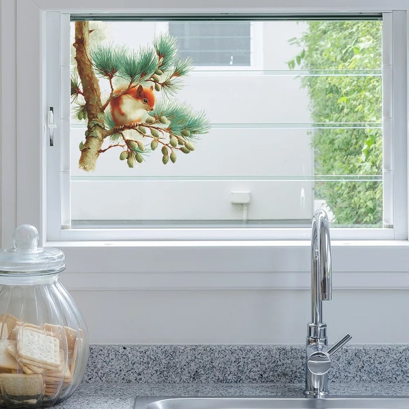 Cute Squirrel Wall Sticker Decal Forest Animal Window Bedroom SelfAdhesive Decor 2