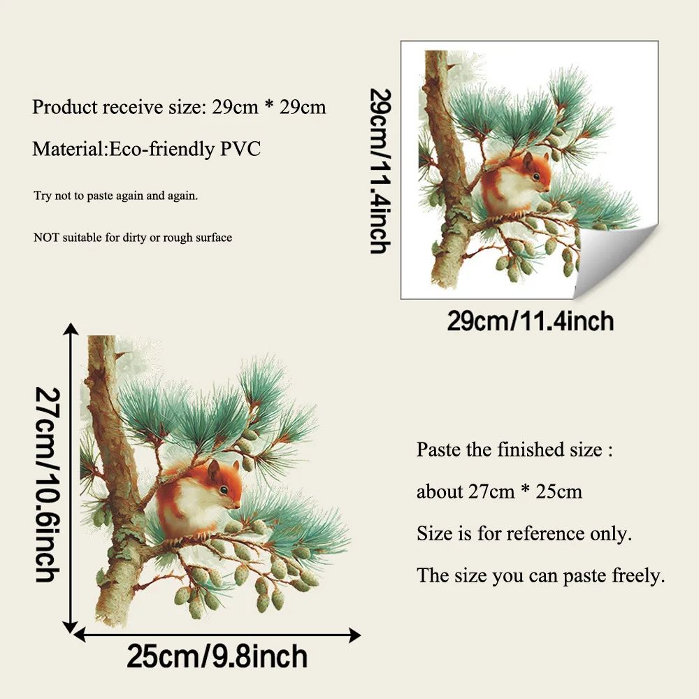 Cute Squirrel Wall Sticker Decal Forest Animal Window Bedroom SelfAdhesive Decor 5
