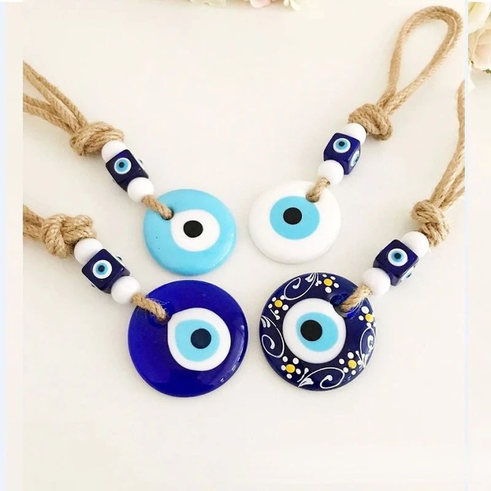 Turkish Evil Eye Glass Pendant Wall Hanging Lucky Blue Nazar Bead Home Car Decor 4
