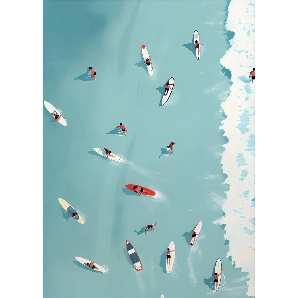 Summer Pool Girl Canvas Wall Art Beach Ocean Nordic Living Room Decor 11