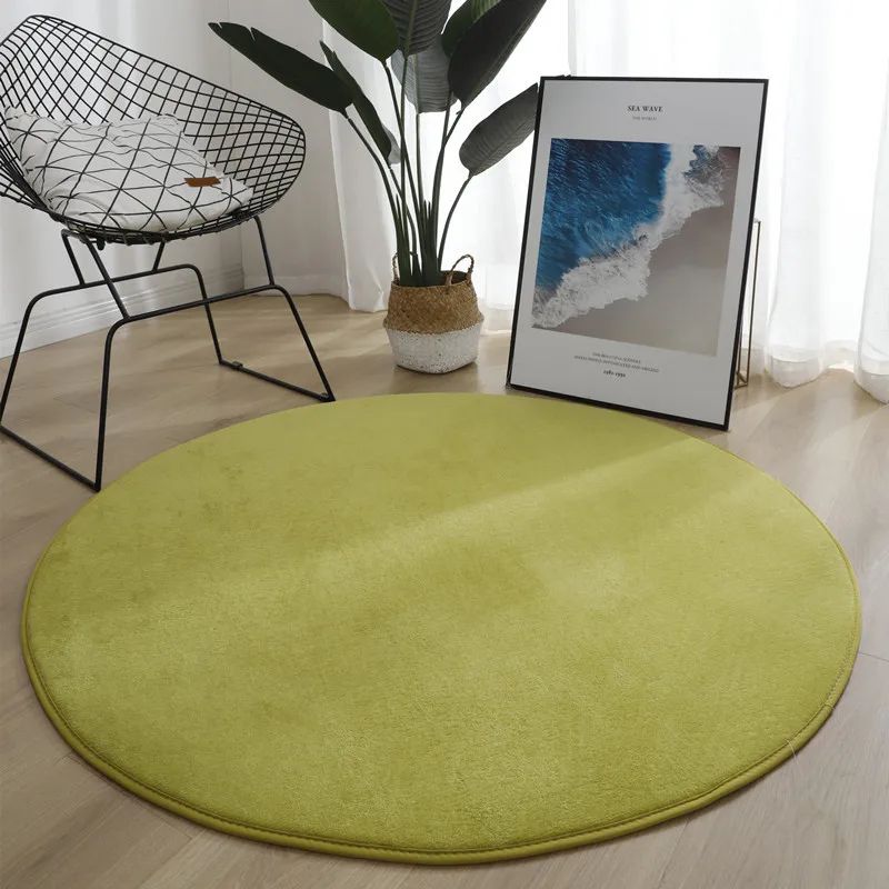 Round Coral Velvet Area Rug Soft NonSlip Kids Bedroom Living Room Carpet 17