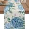 Blue Hydrangea Eucalyptus Linen Table Runner For Dining Table Floral Farmhouse Wedding Decor 4