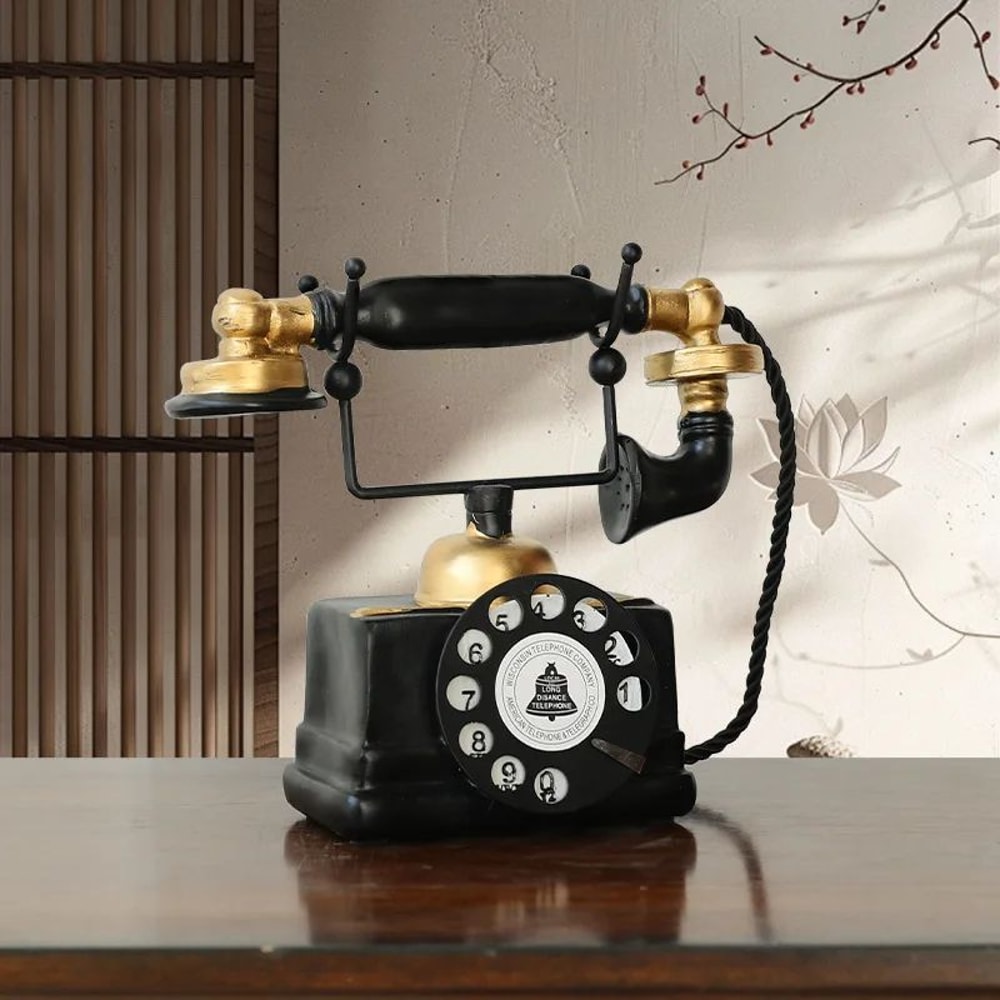 Vintage Retro Telephone Decor Aged Antique Style Home Accent For Living Room Office 3