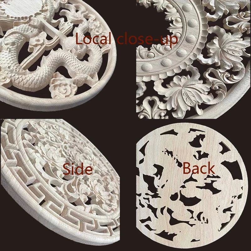 HandCarved Wooden Floral Applique Decorative Furniture Onlay Accent For Doors Cabinets Home Decor 5