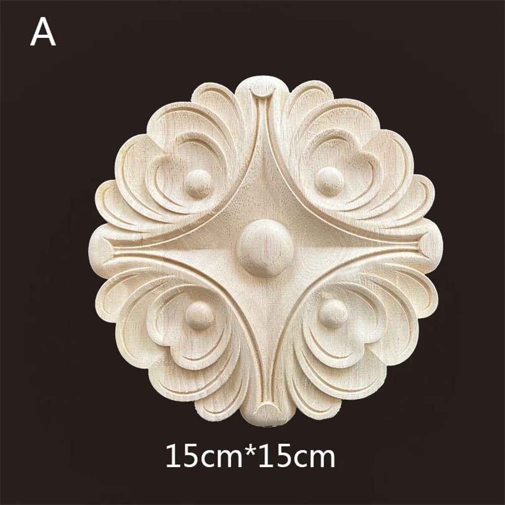 HandCarved Wooden Floral Applique Decorative Furniture Onlay Accent For Doors Cabinets Home Decor 6