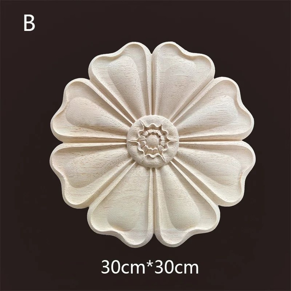 HandCarved Wooden Floral Applique Decorative Furniture Onlay Accent For Doors Cabinets Home Decor 9