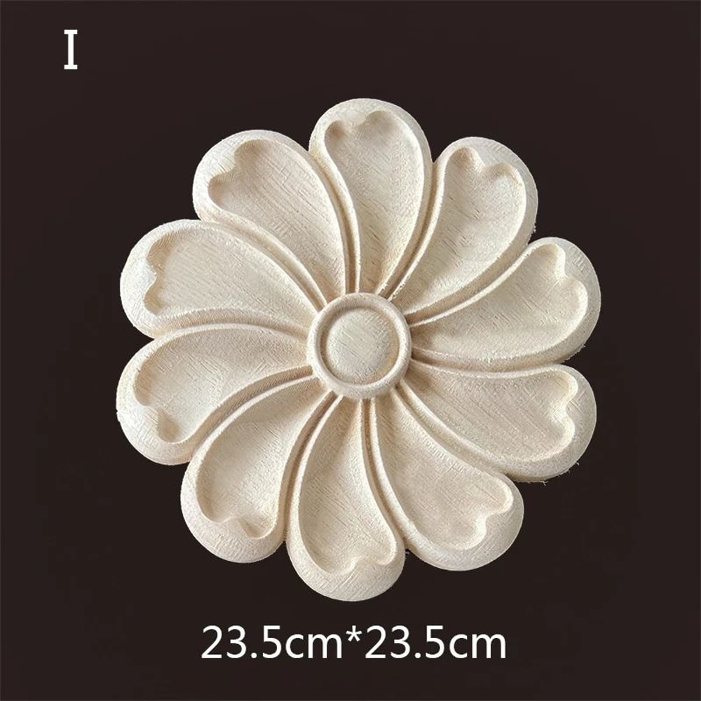 HandCarved Wooden Floral Applique Decorative Furniture Onlay Accent For Doors Cabinets Home Decor 25