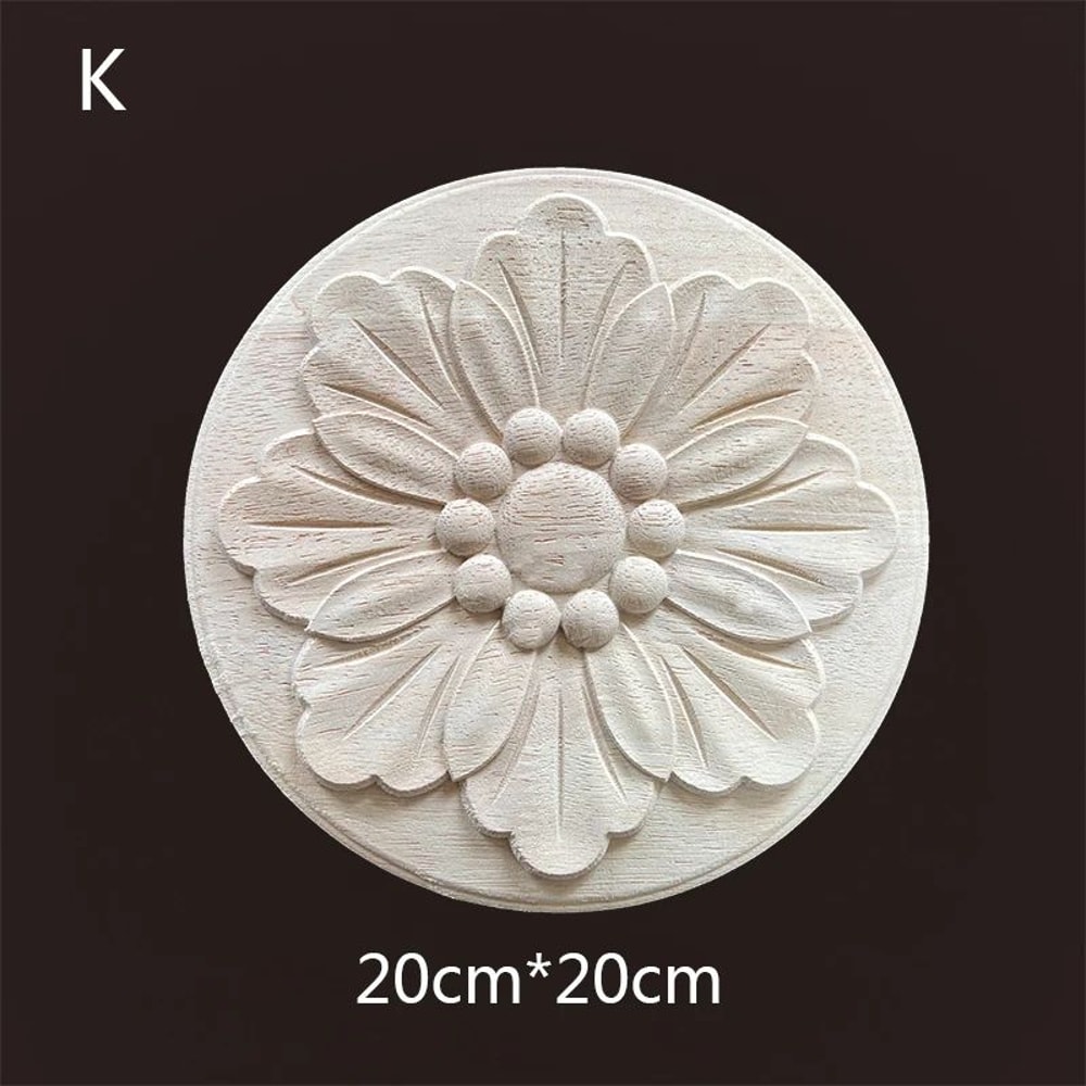 HandCarved Wooden Floral Applique Decorative Furniture Onlay Accent For Doors Cabinets Home Decor 27