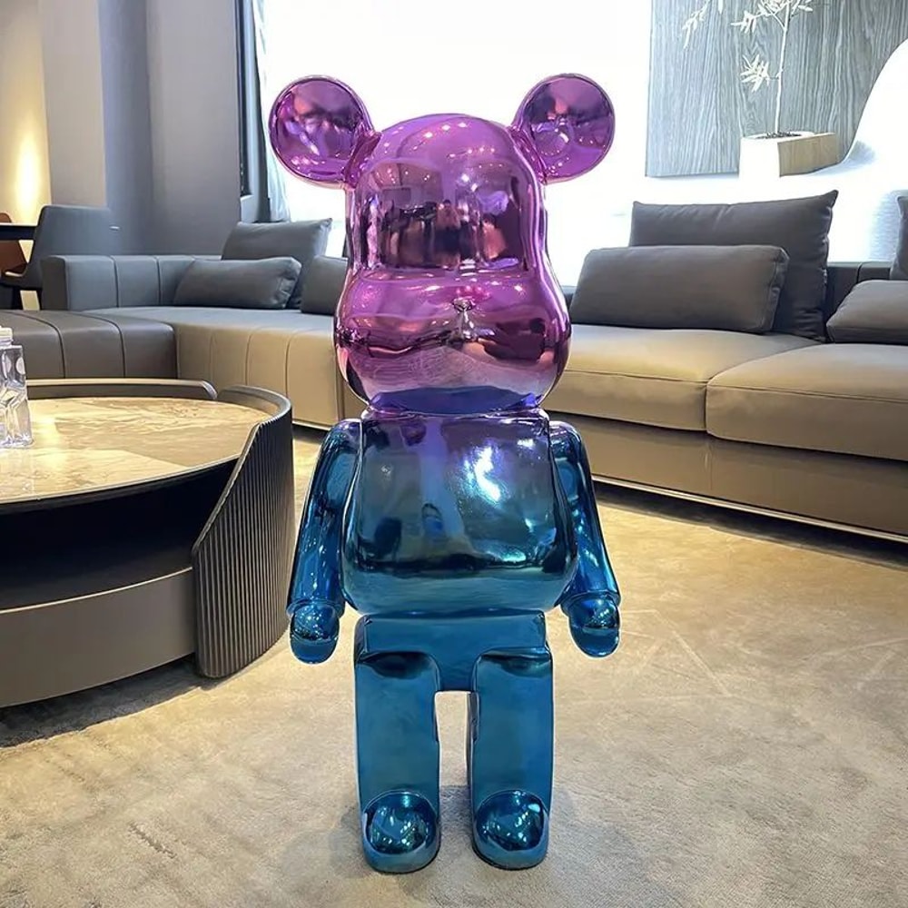 Gradient Mirror Bear Sculpture Luxury Plated Resin Bear Statue 197in315in Modern Living Room Decor 6