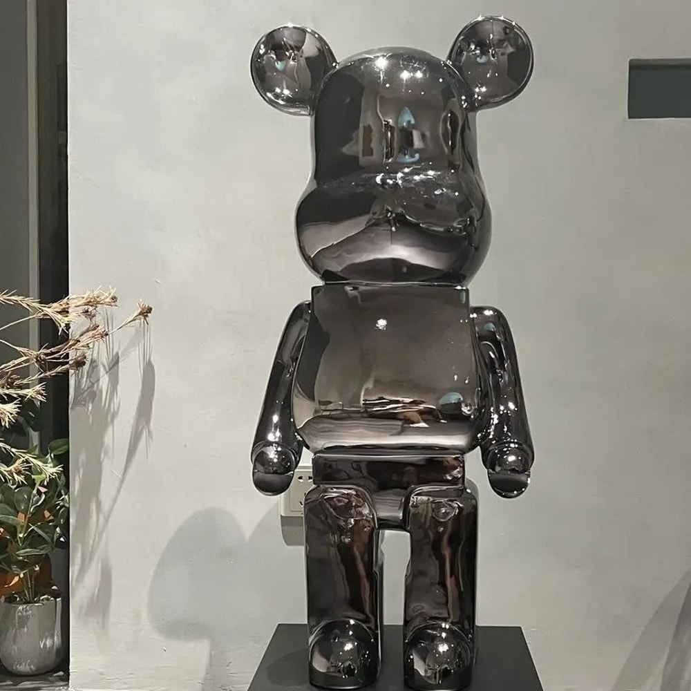 Gradient Mirror Bear Sculpture Luxury Plated Resin Bear Statue 197in315in Modern Living Room Decor 11