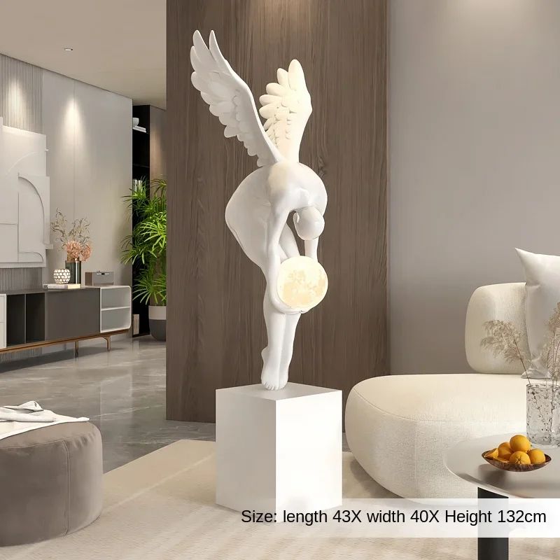 Luminous Wing Sculpture Nordic Resin Angel Figure Modern Living Room Decor Statue 8