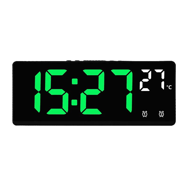 VoiceControl LED Digital Alarm Clock Dimmable Desk Clock With Temperature Display Night Mode 6