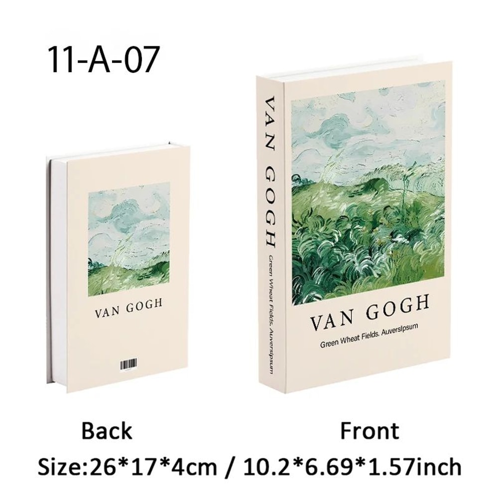 Van Gogh Monet Decorative Book Box Hidden Storage Faux Books With Sunflower Water Lily Art 13