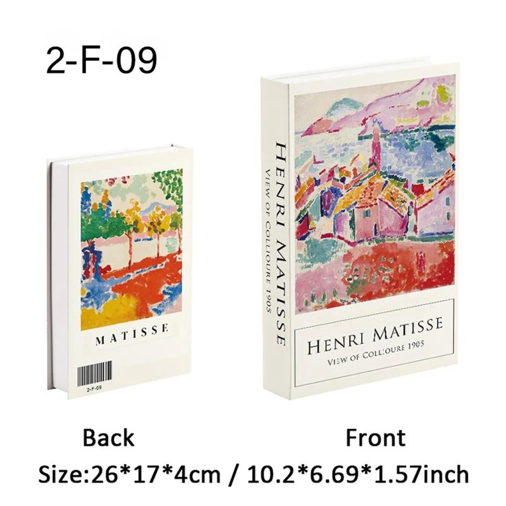 Van Gogh Monet Decorative Book Box Hidden Storage Faux Books With Sunflower Water Lily Art 20