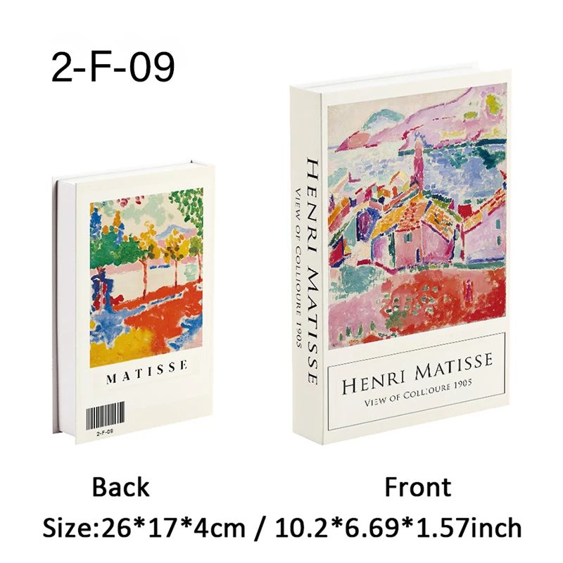 Van Gogh Monet Decorative Book Box Hidden Storage Faux Books With Sunflower Water Lily Art 20