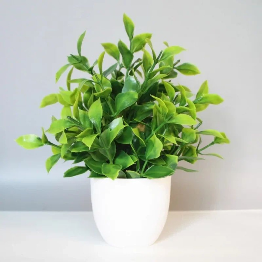 Artificial Potted Plant Bonsai Realistic Faux Green Plant For Indoor Outdoor Home Decor 0