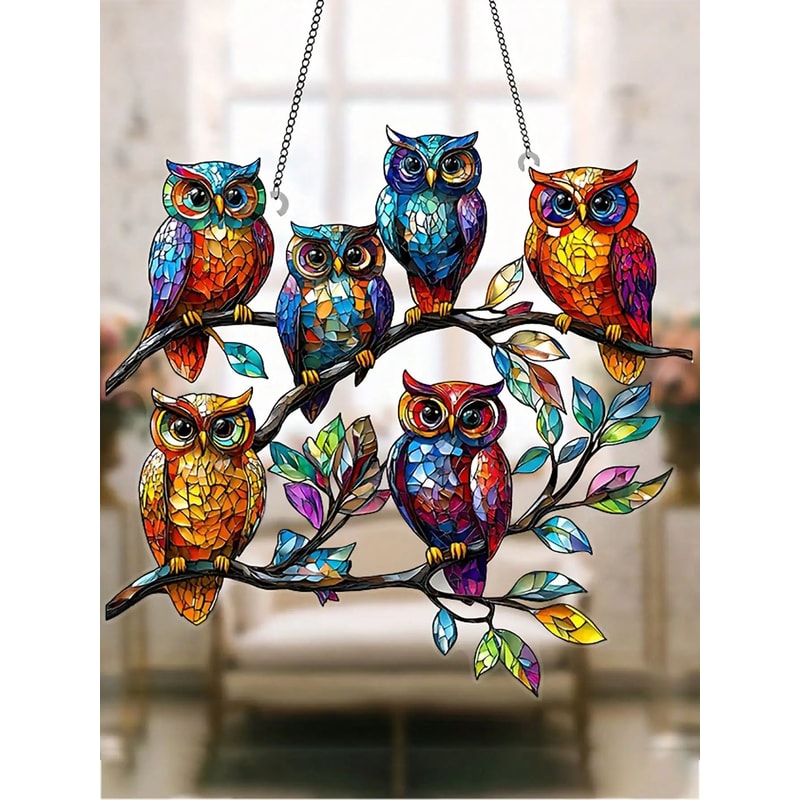 Colorful Owl Pendant Light Decorative Animal Hanging Lamp For Indoor Outdoor Home Lighting 6