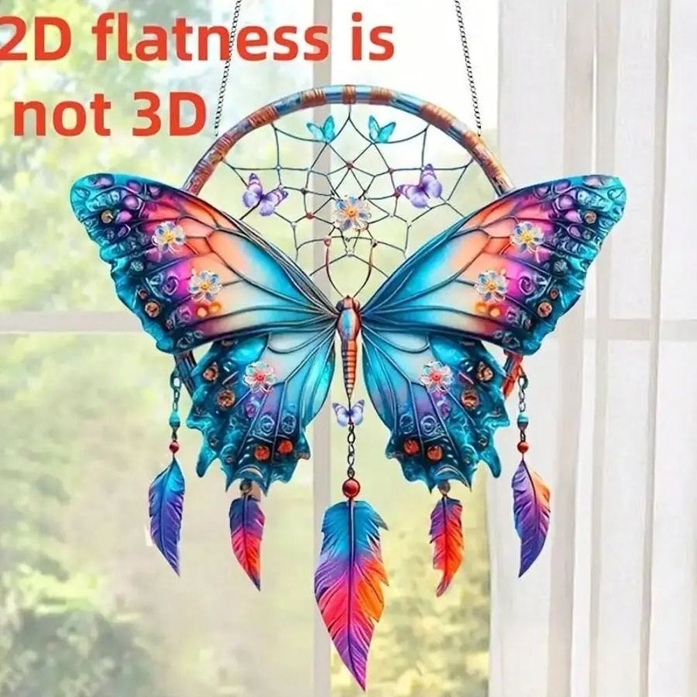 Shiny Butterfly Feather Pendant Decor Elegant Hanging Ornament For Home Gift Giving 4