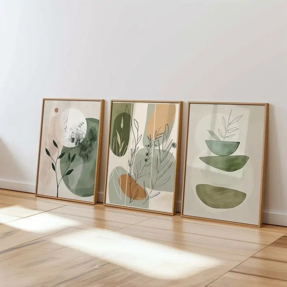 Bohemian Earthy Plant Canvas Wall Art Set Minimalist Botanical Prints For Modern Home Decor 6
