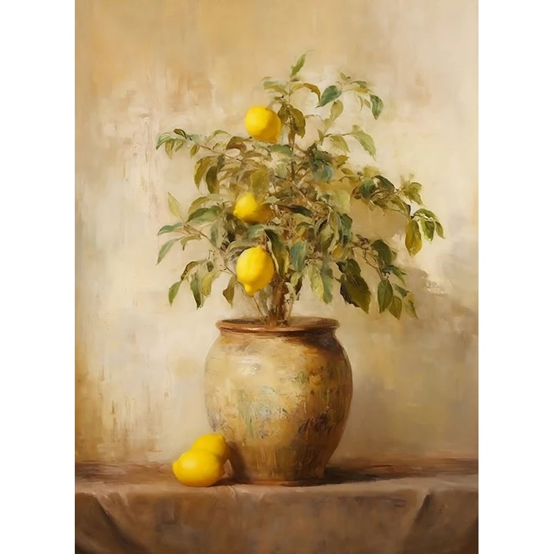 Retro Lemon Garden Canvas Wall Art Fresh Citrus Olive Tree Prints For Summer Home Office Decor 8