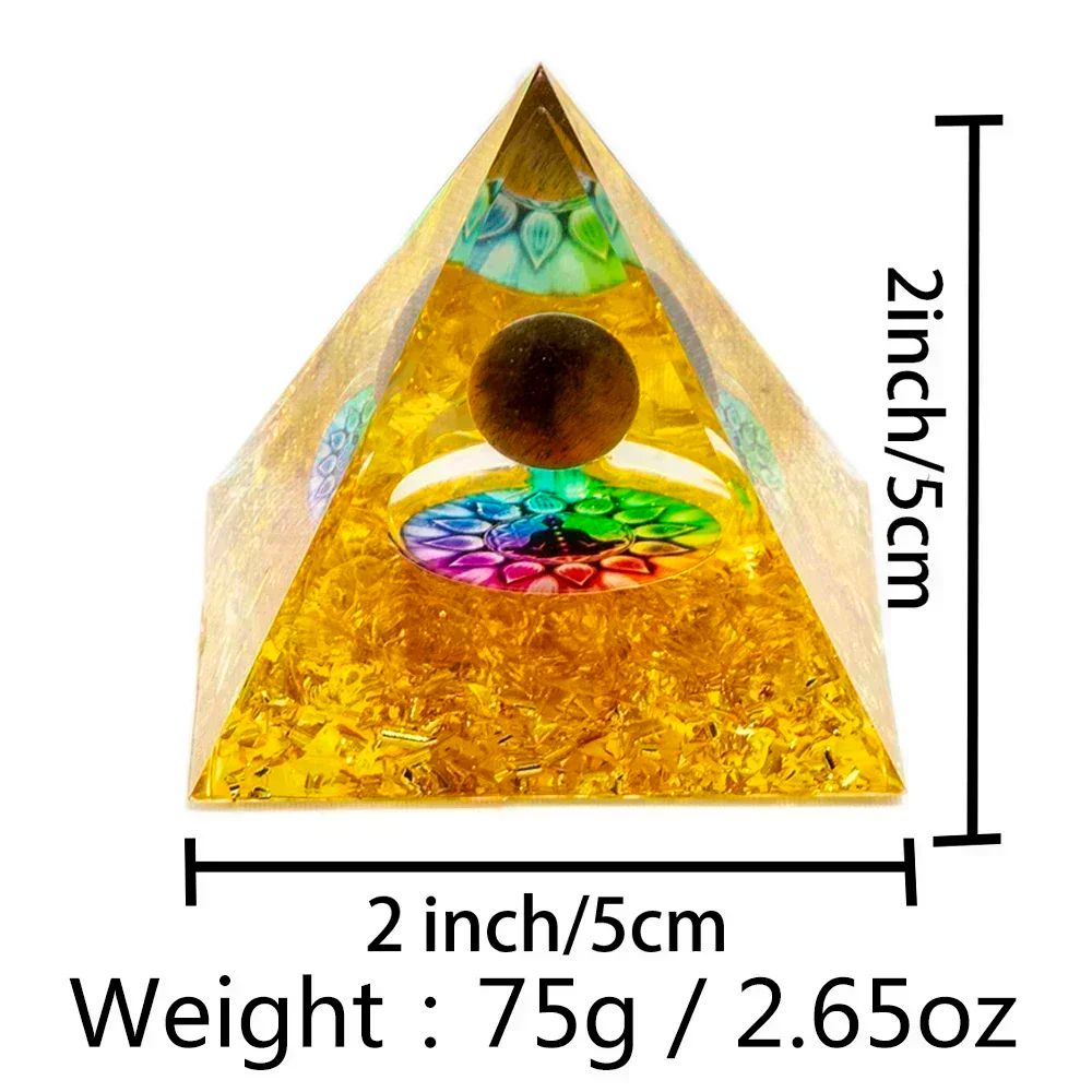 Natural Crystal Energy Pyramid 2in Reiki Healing Chakra Resin Pyramid For Spiritual Decor 5