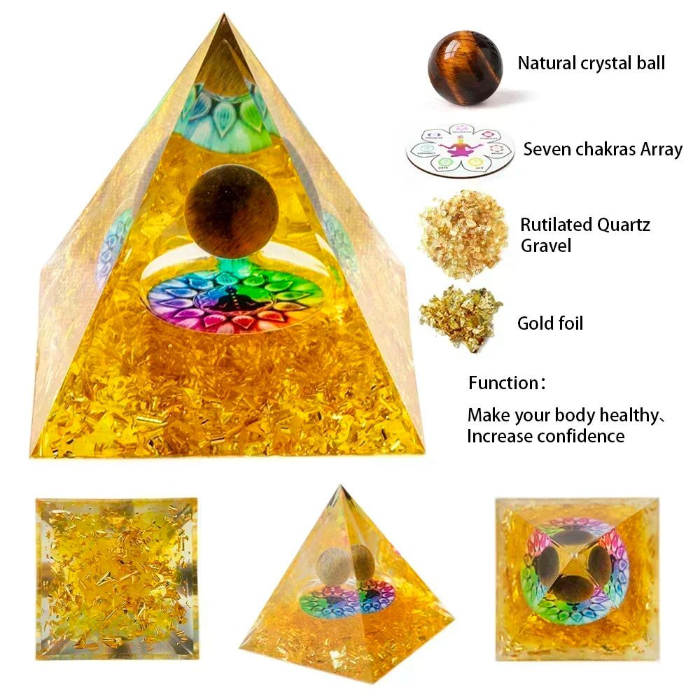 Natural Crystal Energy Pyramid 2in Reiki Healing Chakra Resin Pyramid For Spiritual Decor 12