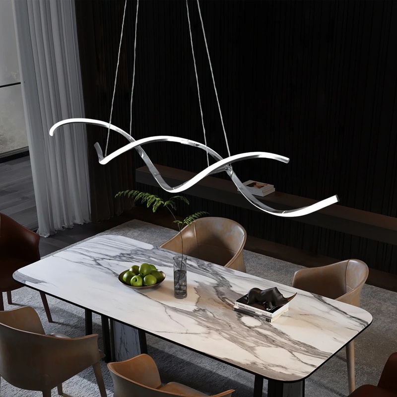 Modern LED Linear Chandelier Dimmable RemoteControl Pendant Light For Dining Living Spaces 4