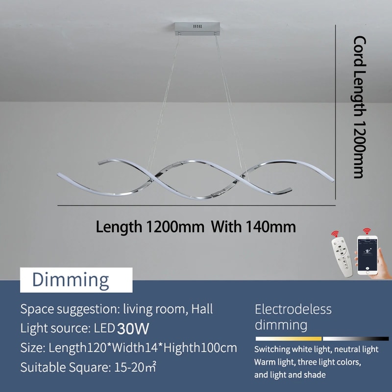 Modern LED Linear Chandelier Dimmable RemoteControl Pendant Light For Dining Living Spaces 7