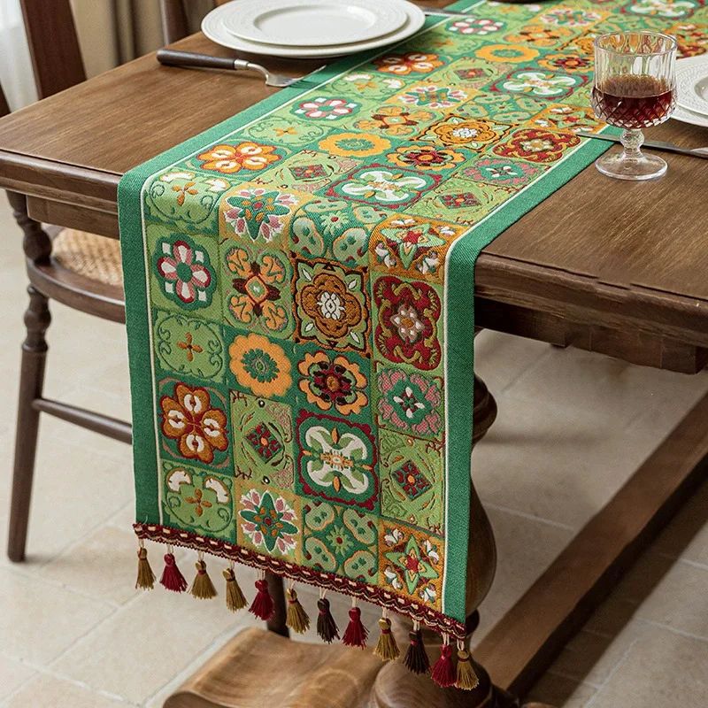 Farmhouse Lemon Floral Table Runner Colorful Linen Blend Kitchen Dining Table Decor 7