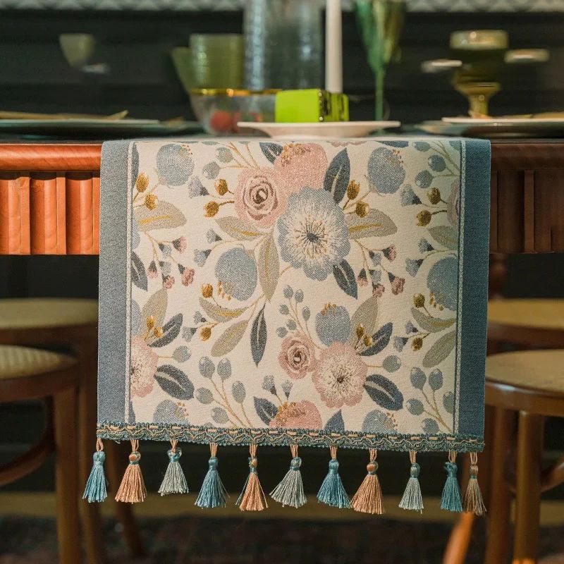 Farmhouse Lemon Floral Table Runner Colorful Linen Blend Kitchen Dining Table Decor 11