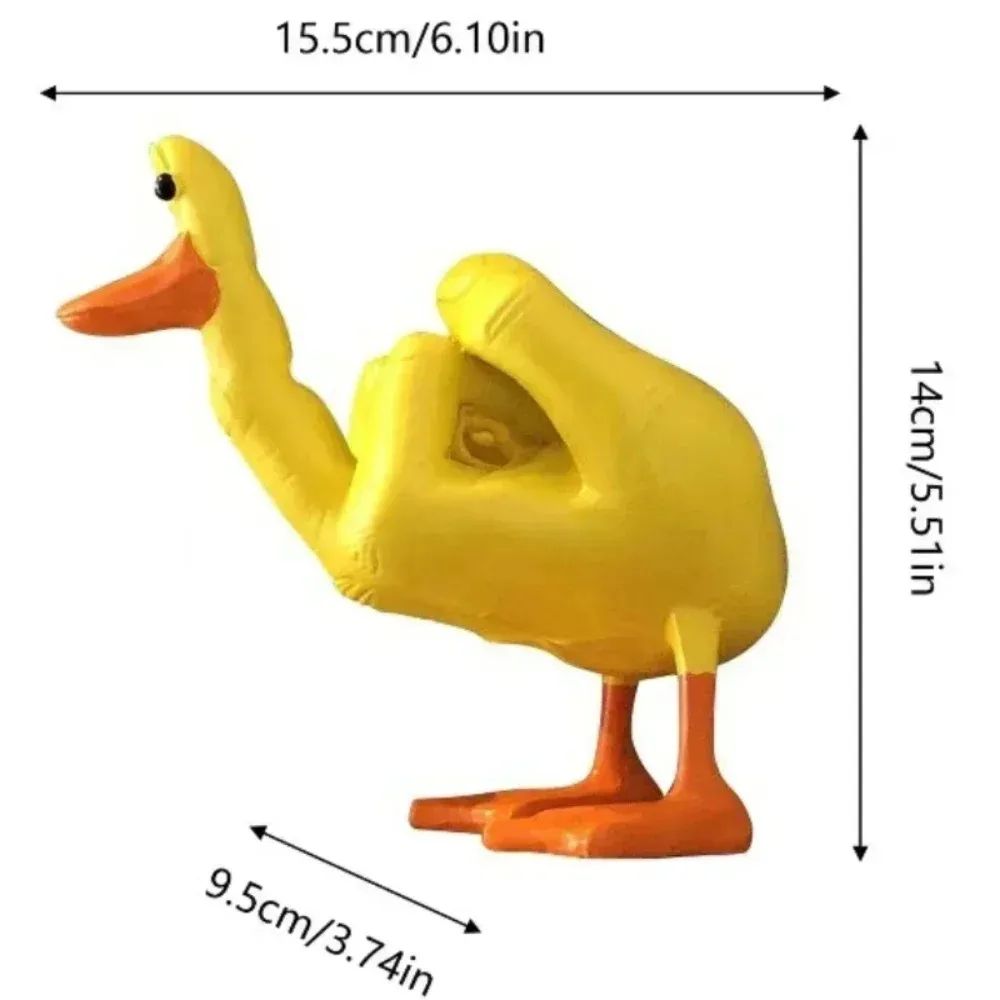 Funny Middle Finger Duck Statue Cute Resin Duck Figurine Desk Decor With Storage Accent 5