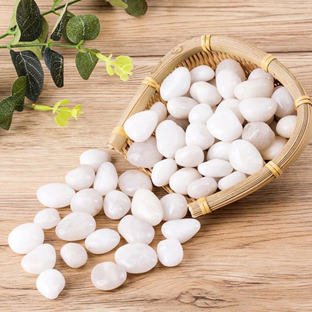 Natural White Polished Pebbles Decorative Garden Stones For Landscaping Pots Aquarium Decor 0