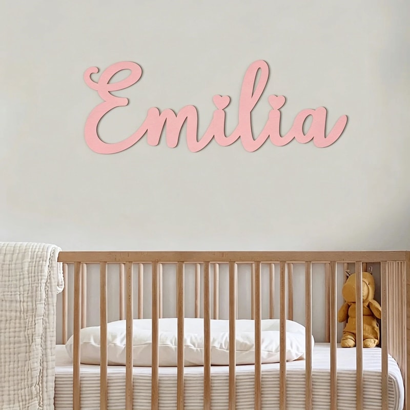 Personalized Wooden Name Sign Custom Nursery Wall Decor Safe Baby Room Name Display Gift 15
