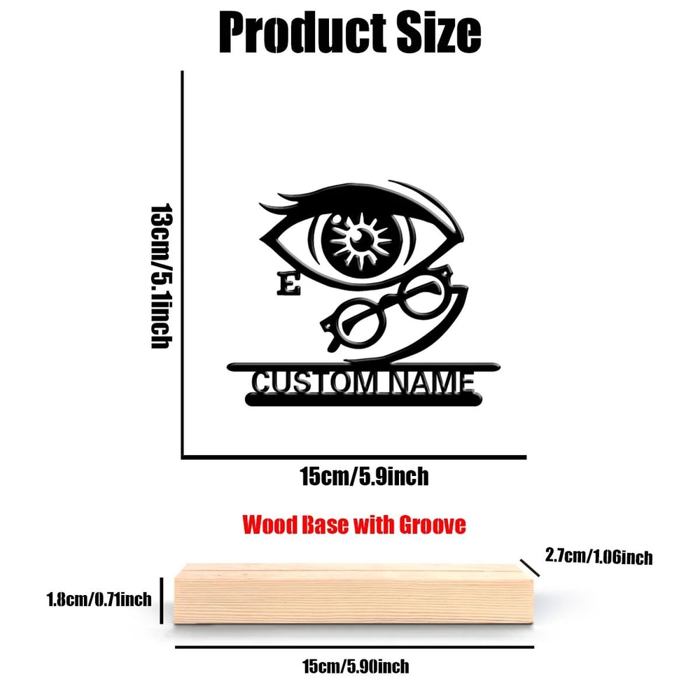 Personalized Ophthalmologist Metal Sculpture Custom Eye Doctor Desk Decor With Wooden Base Profess 5