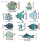 10pcs Wooden Fish Wall Decor Set Coastal Beach Nautical Hanging Art For Bathroom Home 3