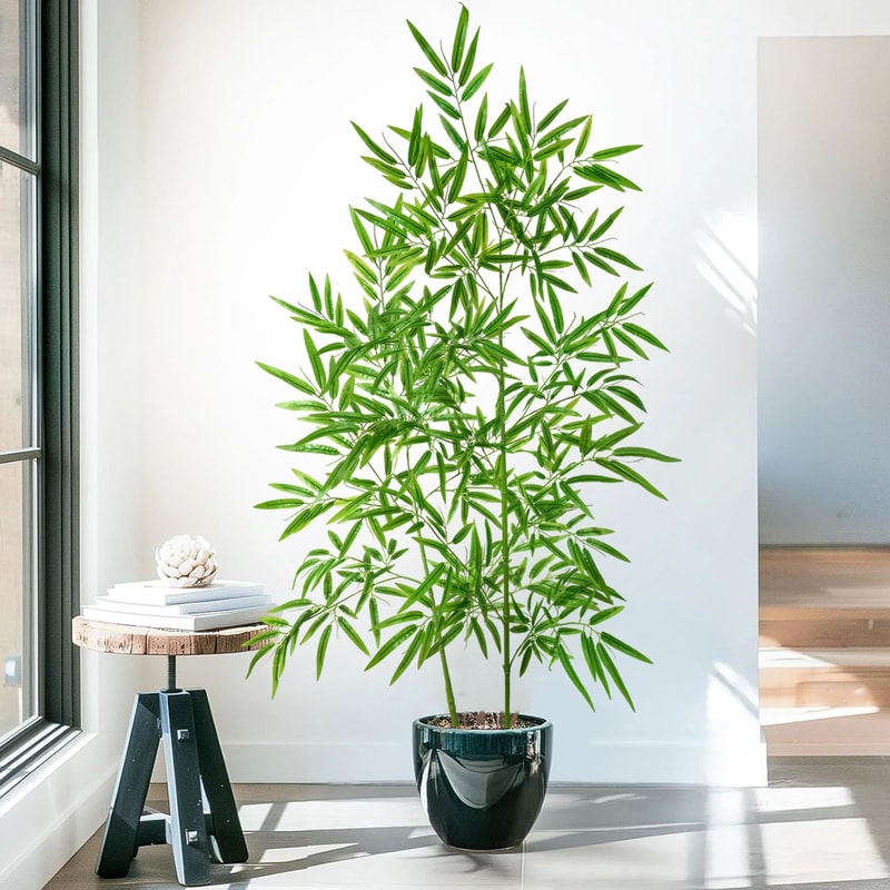 Artificial Bamboo Leaf Branch Tall Faux Greenery For Home Office Decor 5